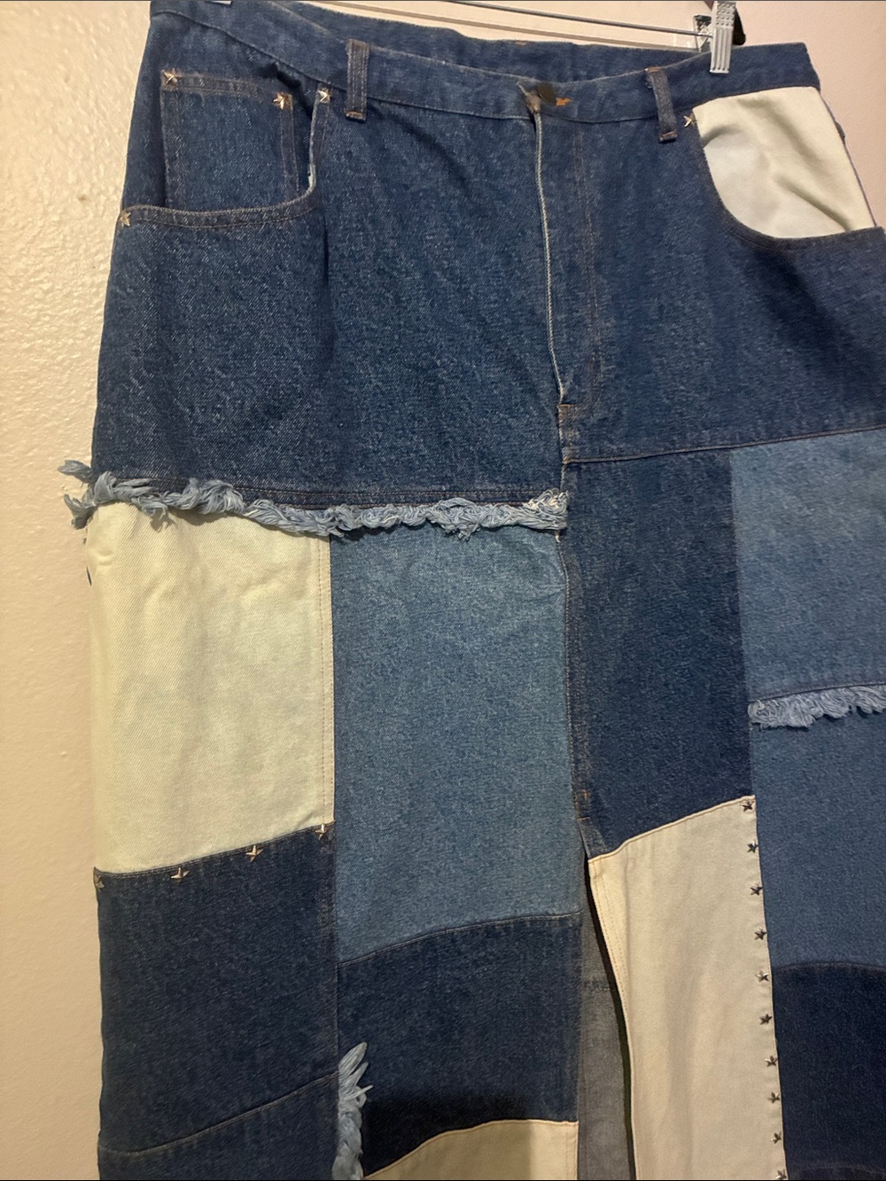 Roaman's Patchwork Denim Maxi Skirt - Picture 5 of 7